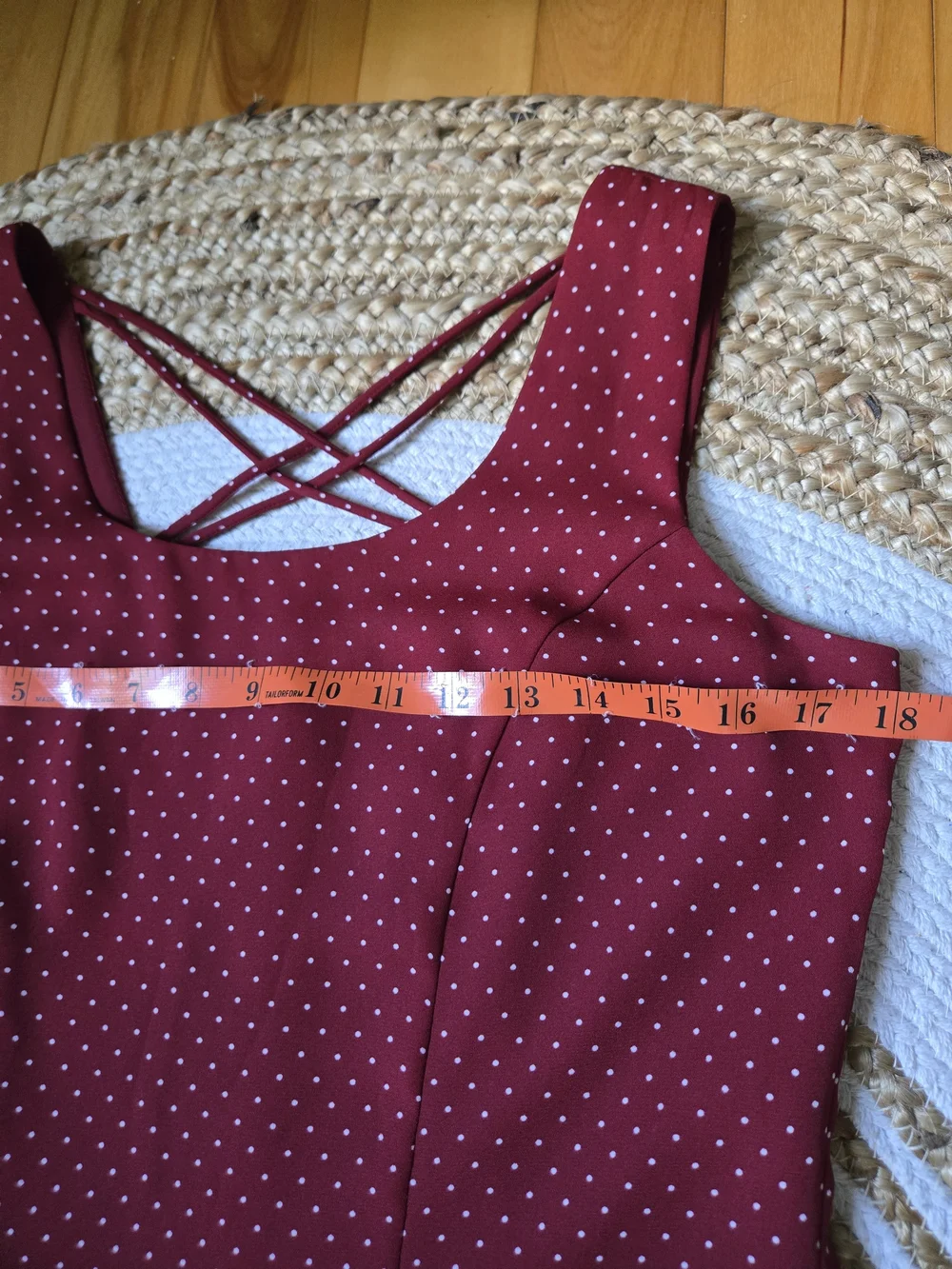 Vintage 90s Burgundy Polka Dot Midi Dress Retro Pin-Up Romantic Casual Chic - Picture 11 of 16